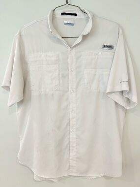 Columbia PFG Men’s Short-Sleeve Button-Down Shirt - White - Size Large